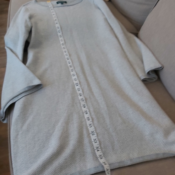 Ralph Lauren chevron chunky knit sweater dress bell long sleeves XL gray midi - Picture 9 of 13